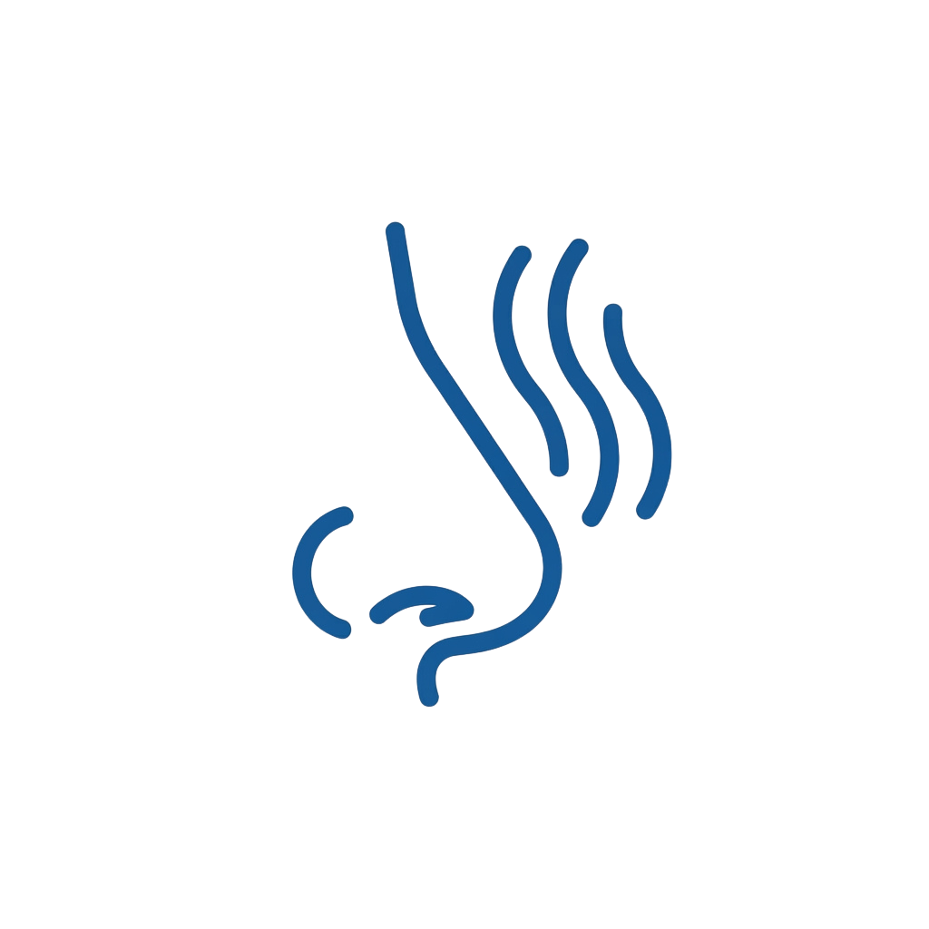 Blue minimalist icon of steam or smoke rising from a curved base