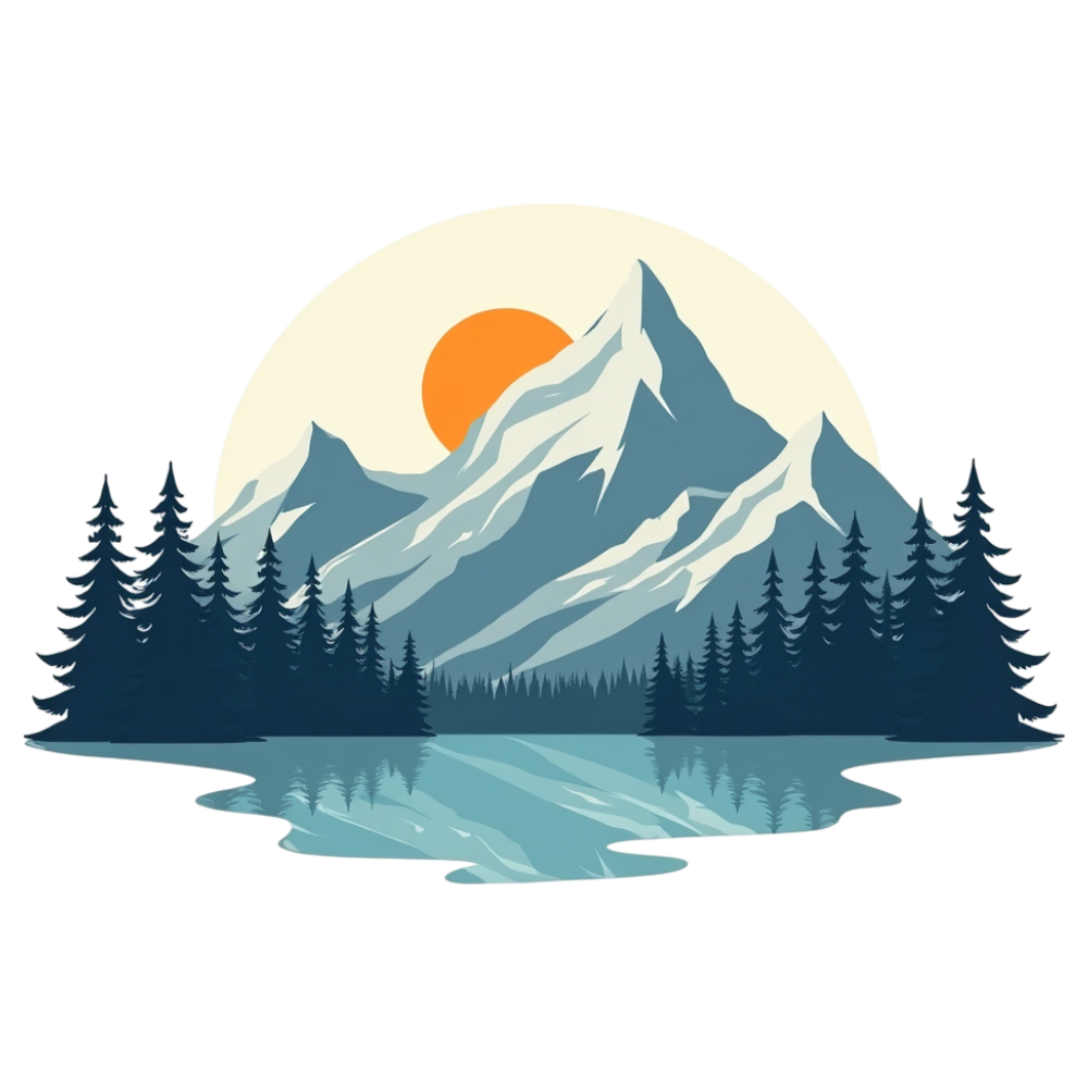 Mountain Lake Forest Landscape with Sun Reflection Vector Art - International Mountain Day 1