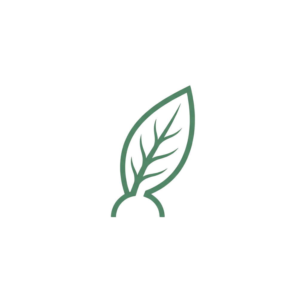A simple, stylized green leaf icon on a black background