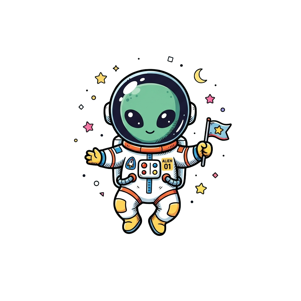 Cute Alien Astronaut Character PNG