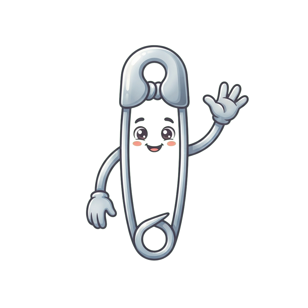 Animated Safety Pin Character Waving Friendly Greeting - International Safety Pin Day 40