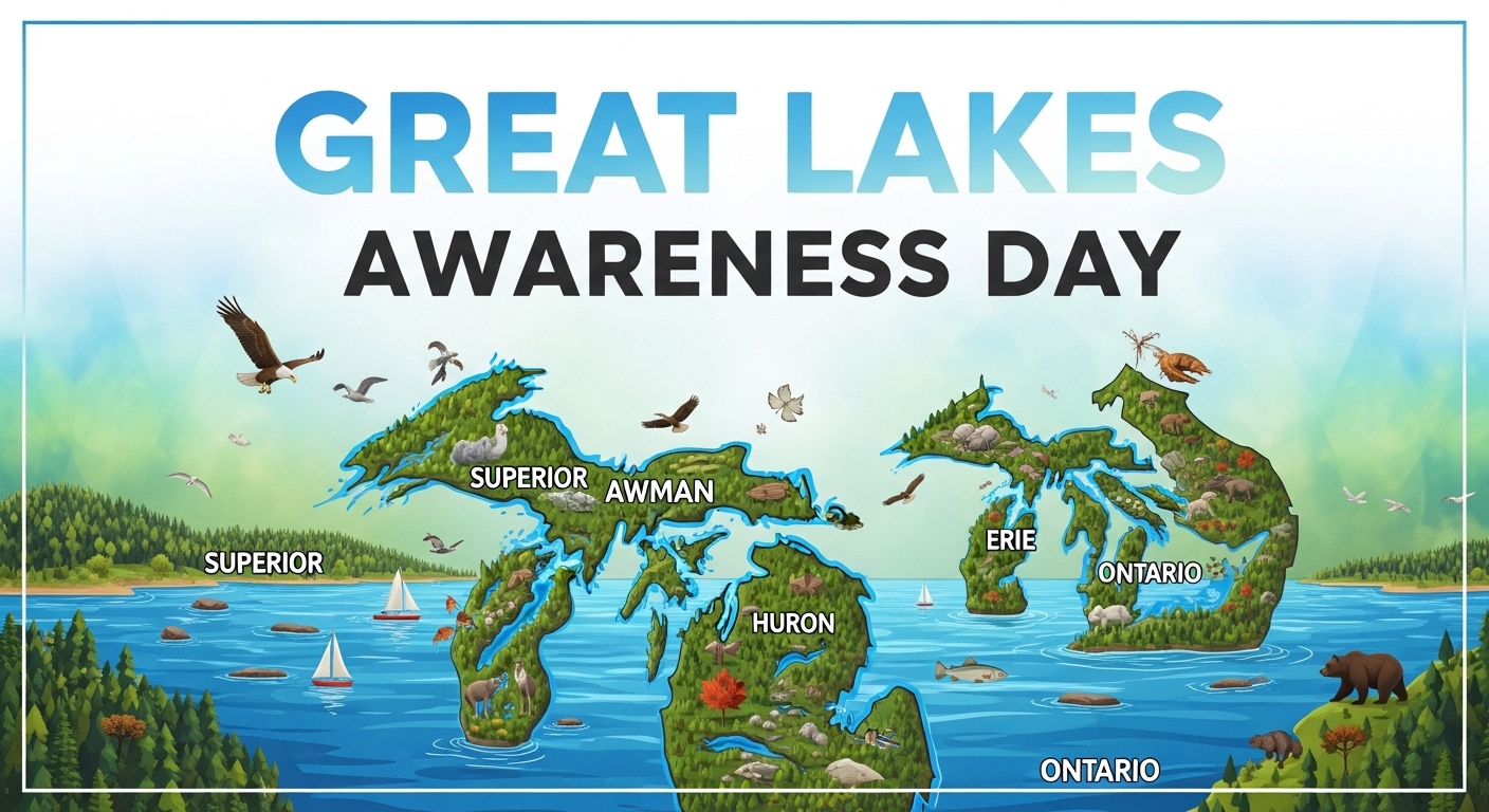 Great Lakes Awareness Day Celebration - North American Freshwater Ecosystem Protection Illustration - Feature Image May 208