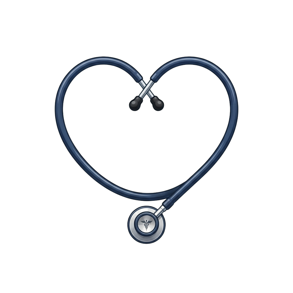A stethoscope shaped like a heart against a black background
