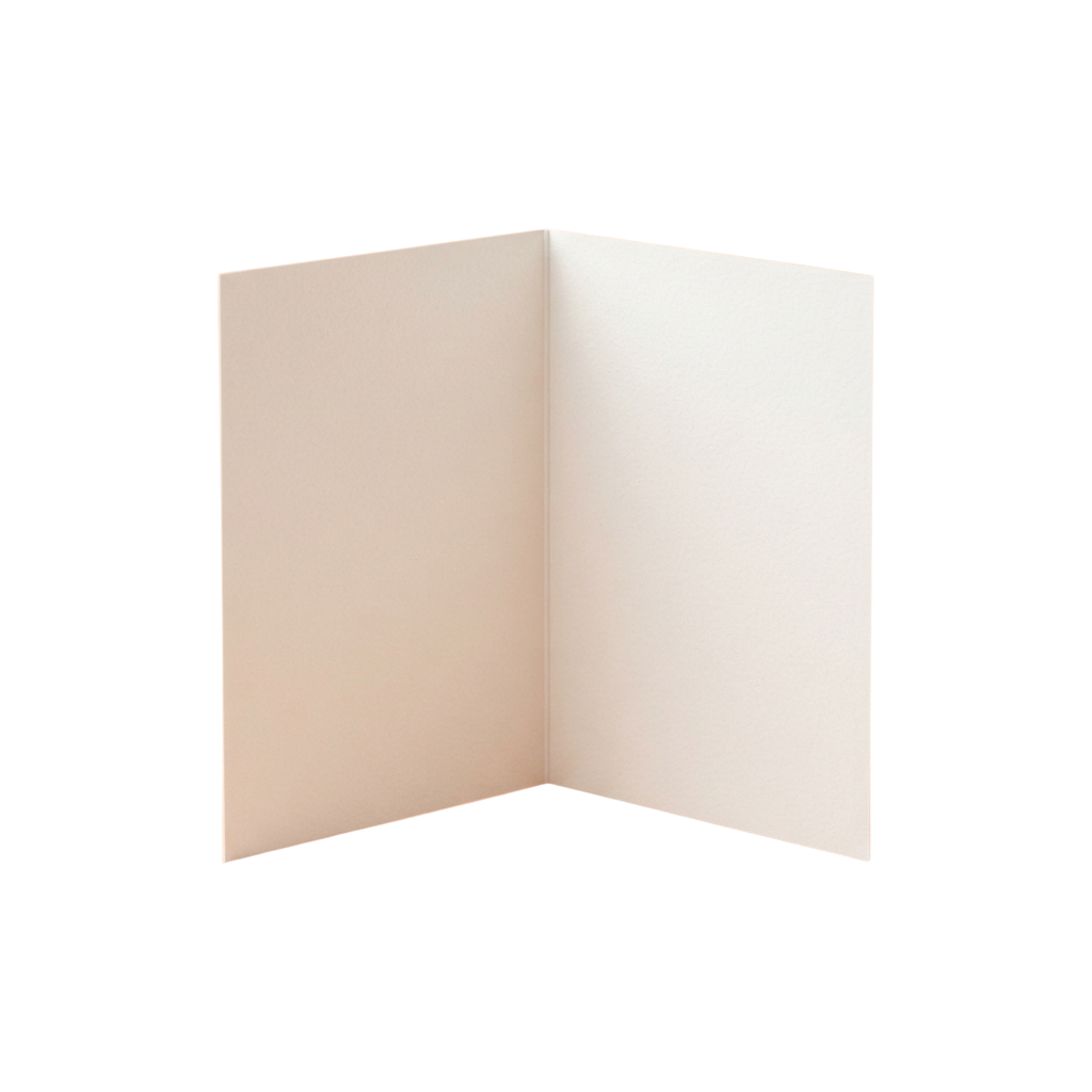 Two open blank pages of a light pink notebook with a slight crease down the center.