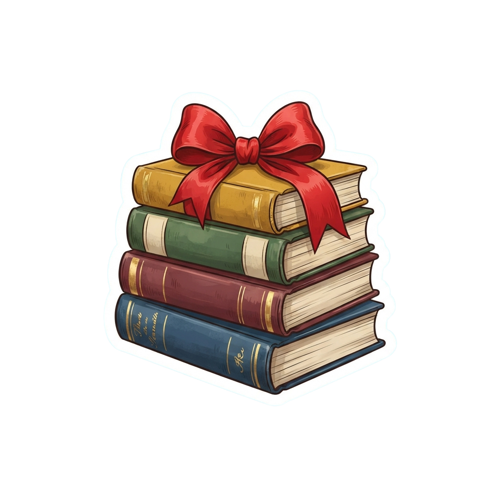StackOfBooksWithRedBowGiftIllustration - National Donate A Book Day 34
