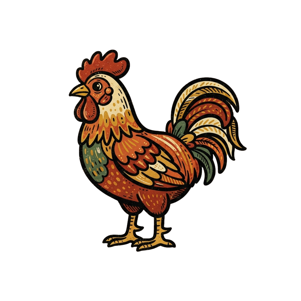 Colorful Rooster Illustration Vector Art Design - National Chicken Little Awareness Day 21