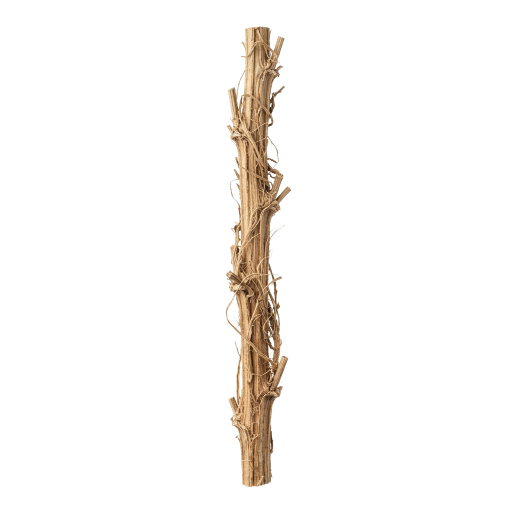Close-up of a bundle of dried natural fibers twisted together