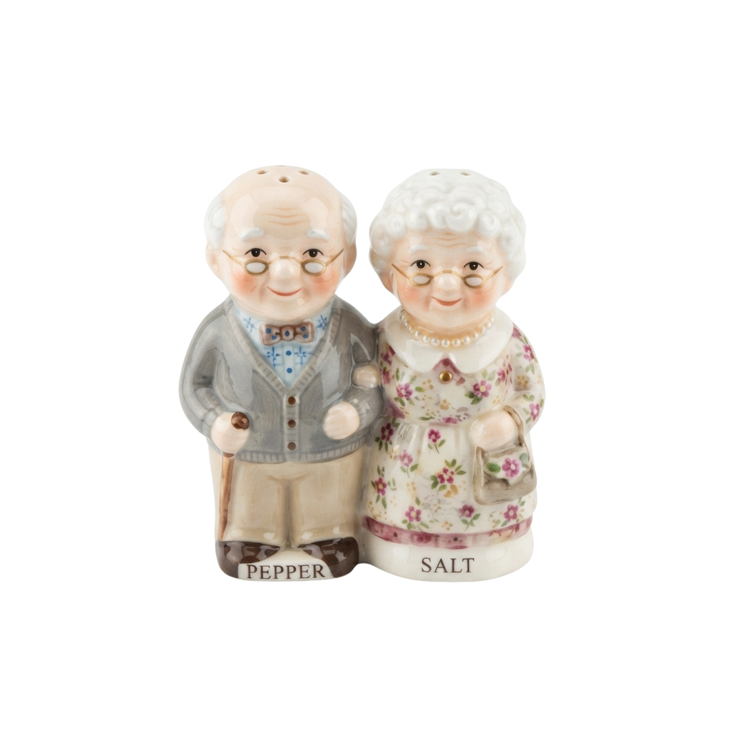 Ceramic Salt and Pepper Shakers Elderly Couple Set - International Day Of Older Persons 46