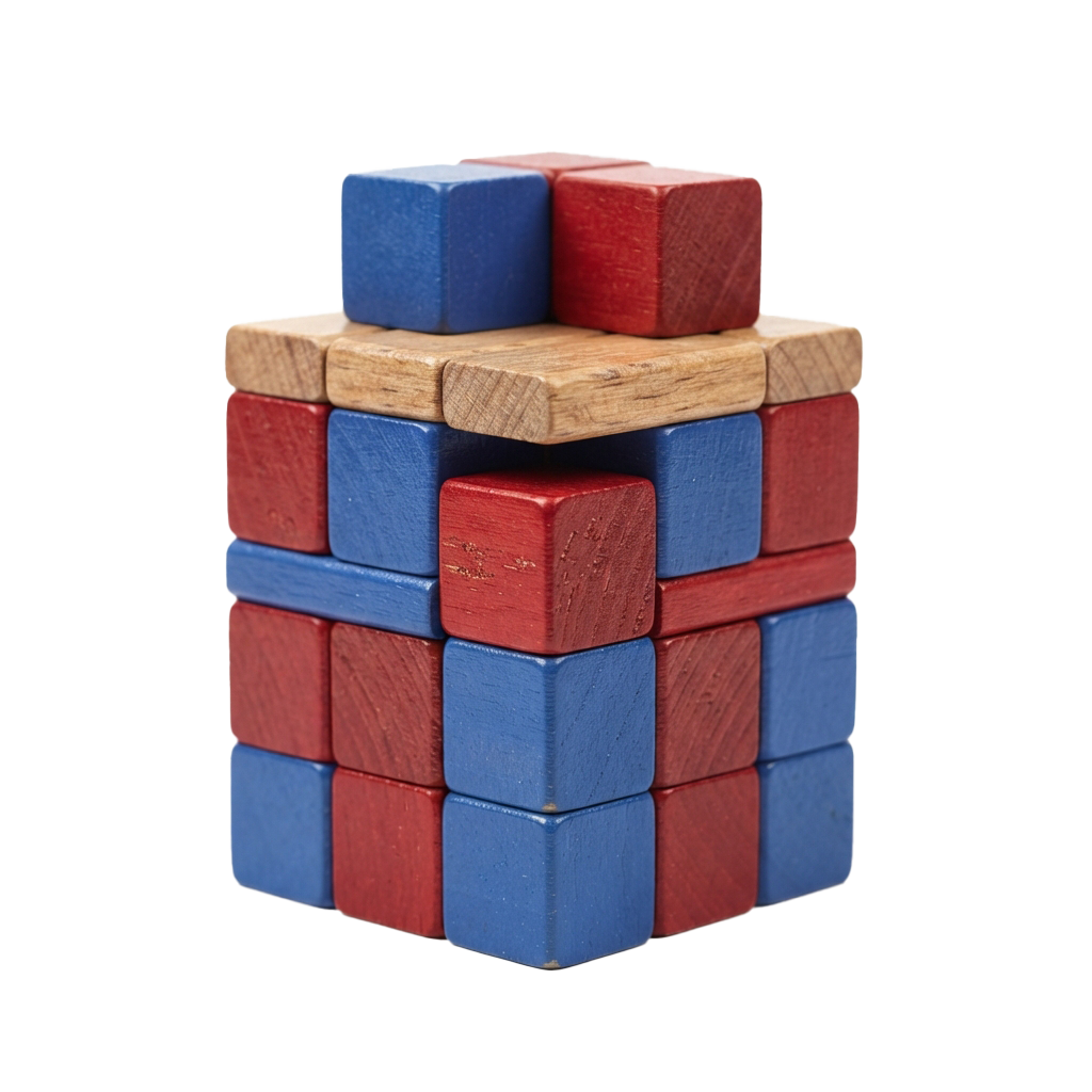 Colorful Wooden Block Puzzle Tower Structure - Wooden Blocks Stacked Compactly 202608291941