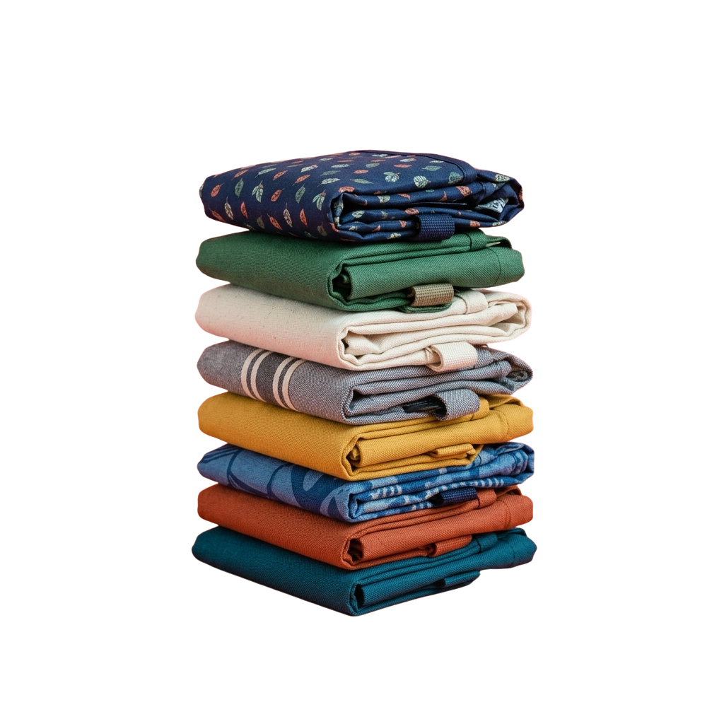 Stacked Colorful Folded Towels Display - Use Less Stuff Day 10