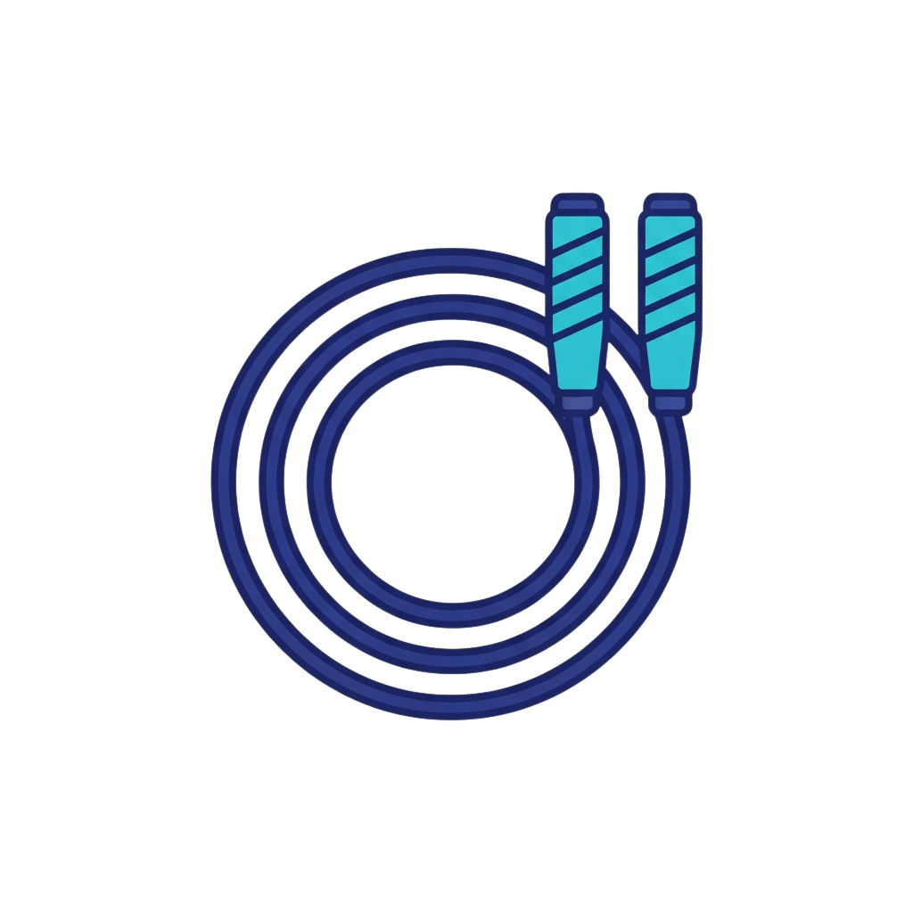 Illustration of a USB cable looped in concentric circles with two blue connectors attached