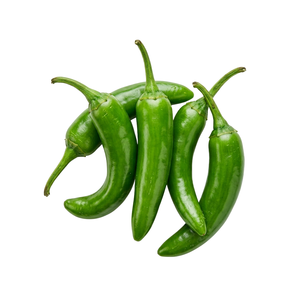 Five fresh green jalapeño peppers arranged in a cluster against a black background