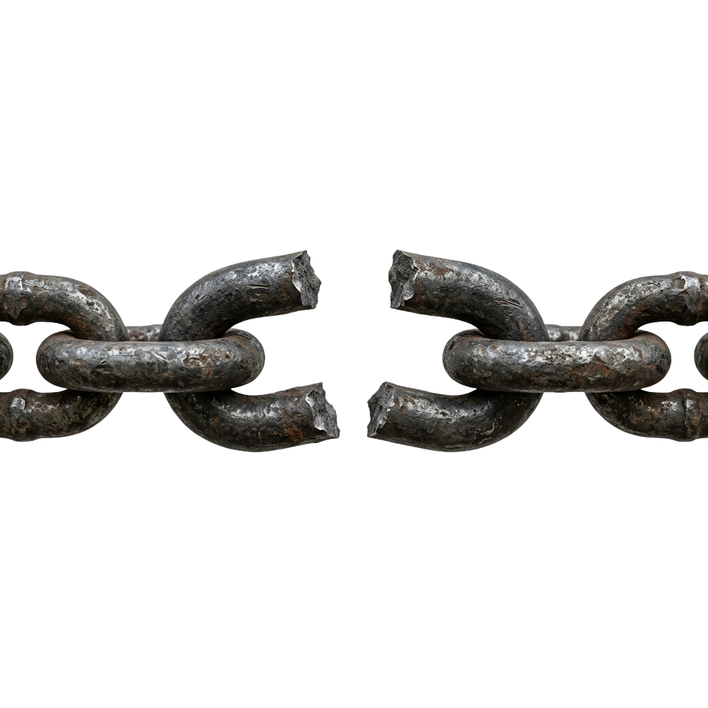 Close-up of a rusted metal chain with interlocking links against a black background