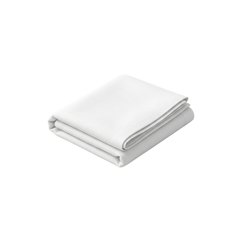 A neatly folded white towel displayed against a black background