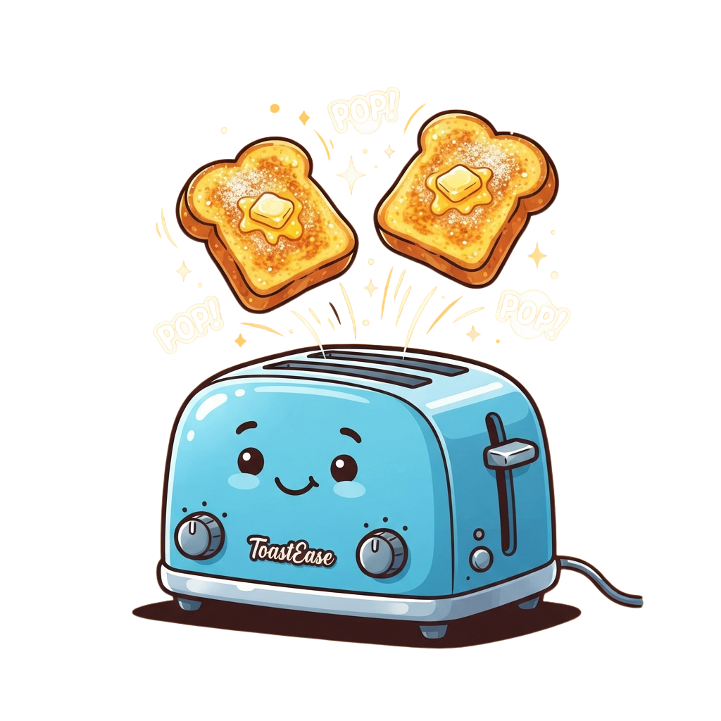 Cartoon Toaster Popping Up Toast with Smiley Face Design - National French Toast Day 30
