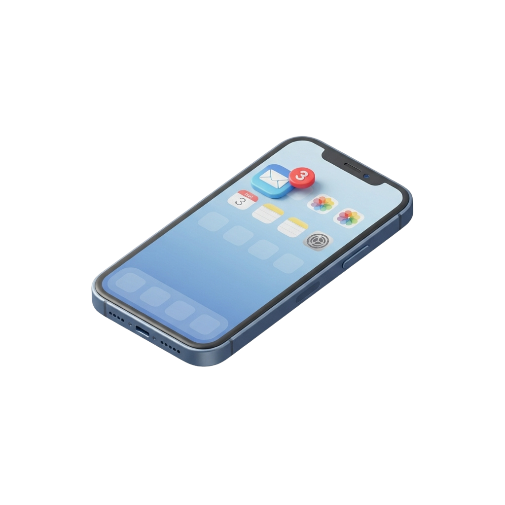 A smartphone showing a home screen with various colorful app icons and a red notification badge.