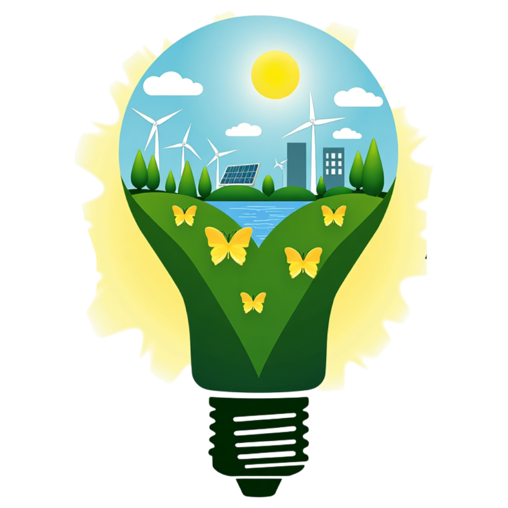 Green Energy Eco-City within a Lightbulb: Sustainable Future Concept with Solar and Wind Power - National Energy Conservation Day 3