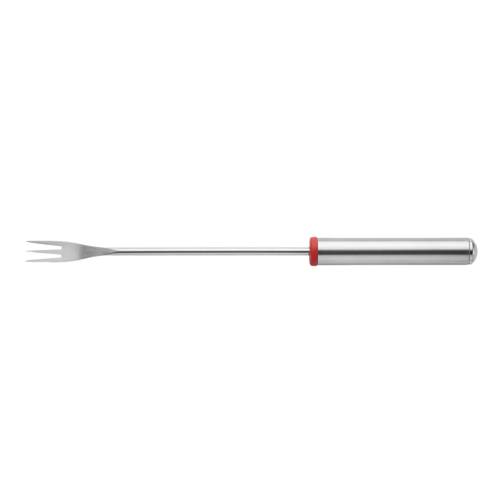 Medical probe featuring a pronged tip and a red ring near the end of the handle