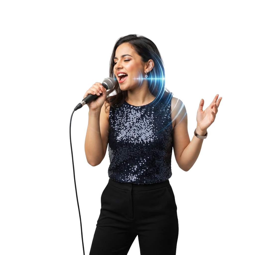 Professional Woman Singing with Microphone on Stage - Celebrate Your Unique Talent Day 8