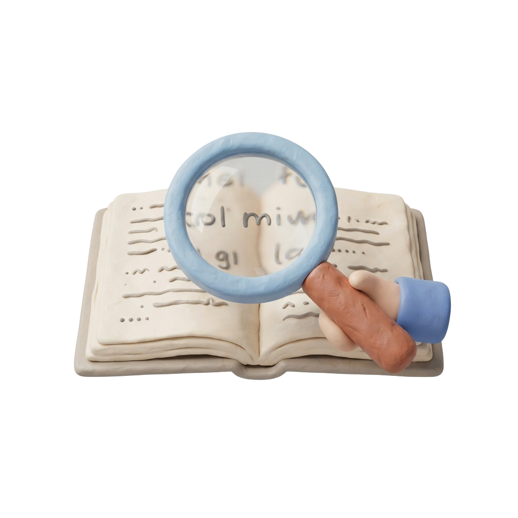 Magnifying Glass Over Open Book PNG