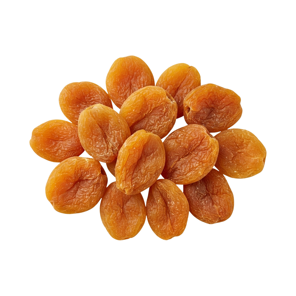 A cluster of dried apricots with wrinkled orange skin on a dark background