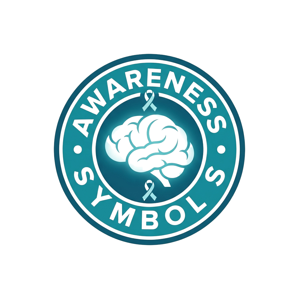 Logo showing a brain graphic with a white ribbon symbolizing awareness campaigns