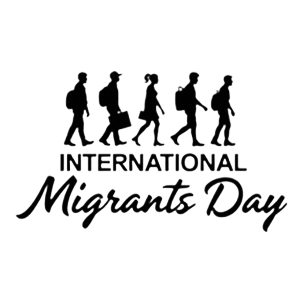 International Migrants Day Graphic with Walking Silhouettes and Text - International Migrants Day 20
