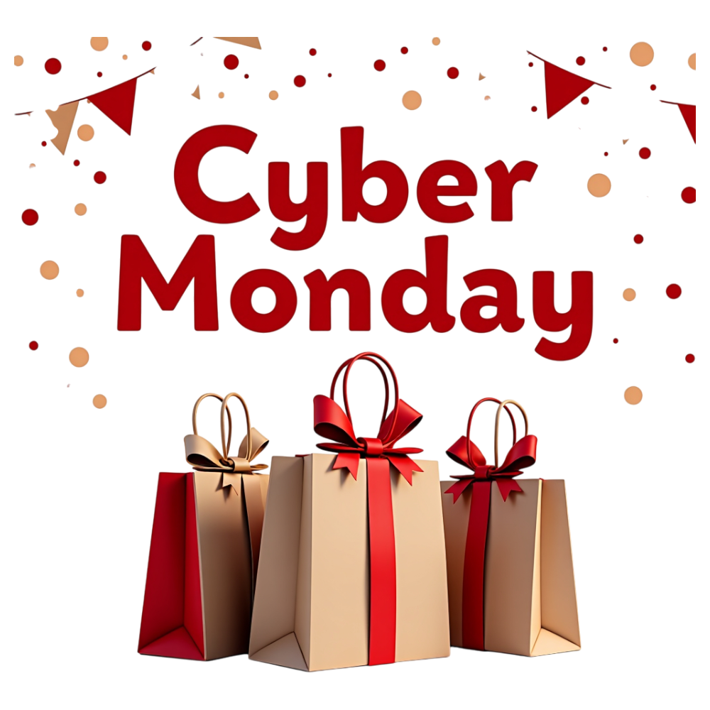 Cyber Monday Sales Event with Shopping Bags and Festive Decorations - Cyber Monday 1