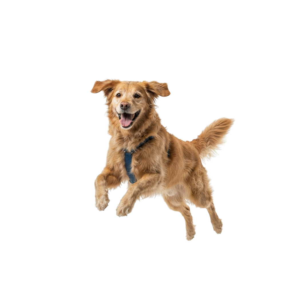 Happy Golden Retriever Jumping PNG