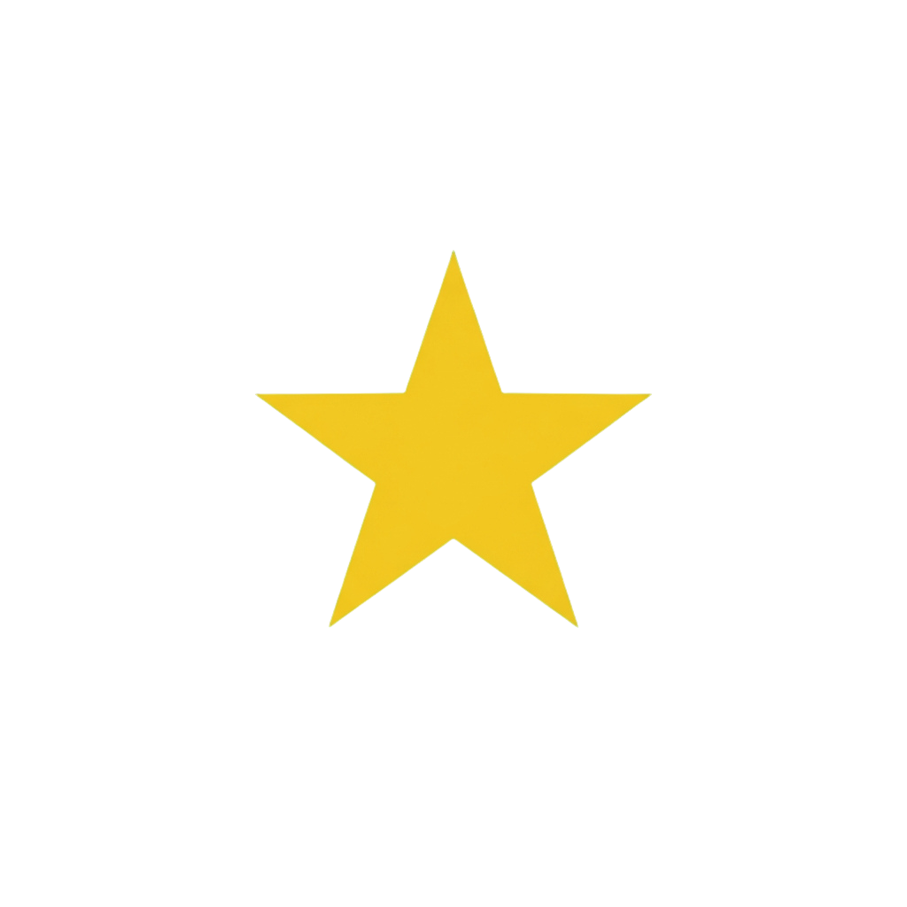 A bright yellow five-pointed star centered on a black background