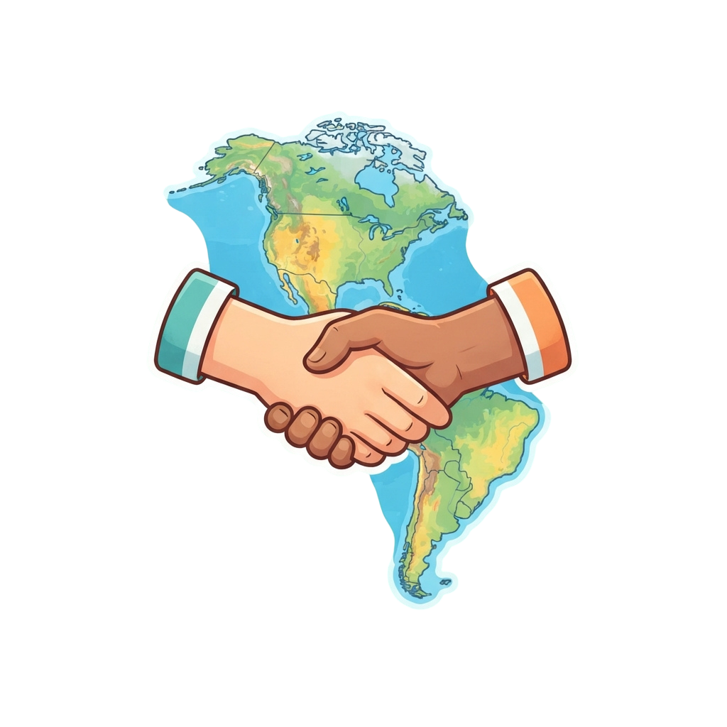 GlobalHandshakeIllustrationMapContinentsShakingHands - Pan American Day 21