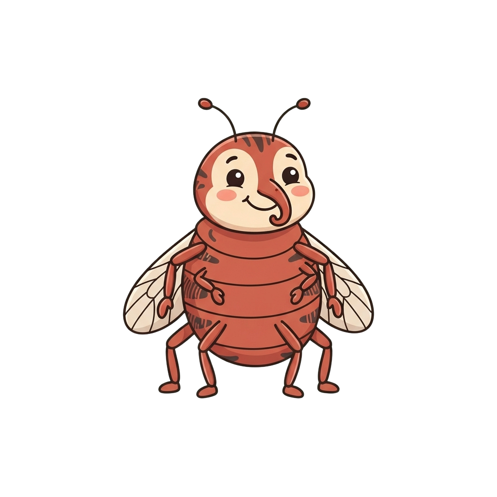A cheerful cartoon bee with a smiling face and striped body standing on two legs
