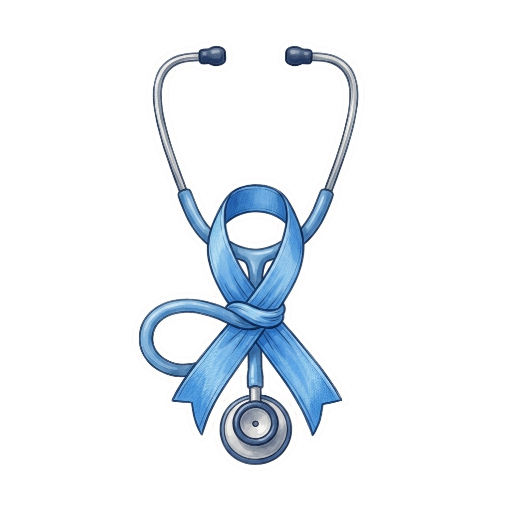 Medical Professional Awareness Ribbon with Stethoscope Symbol - National Colorectal Cancer Awareness Month 51
