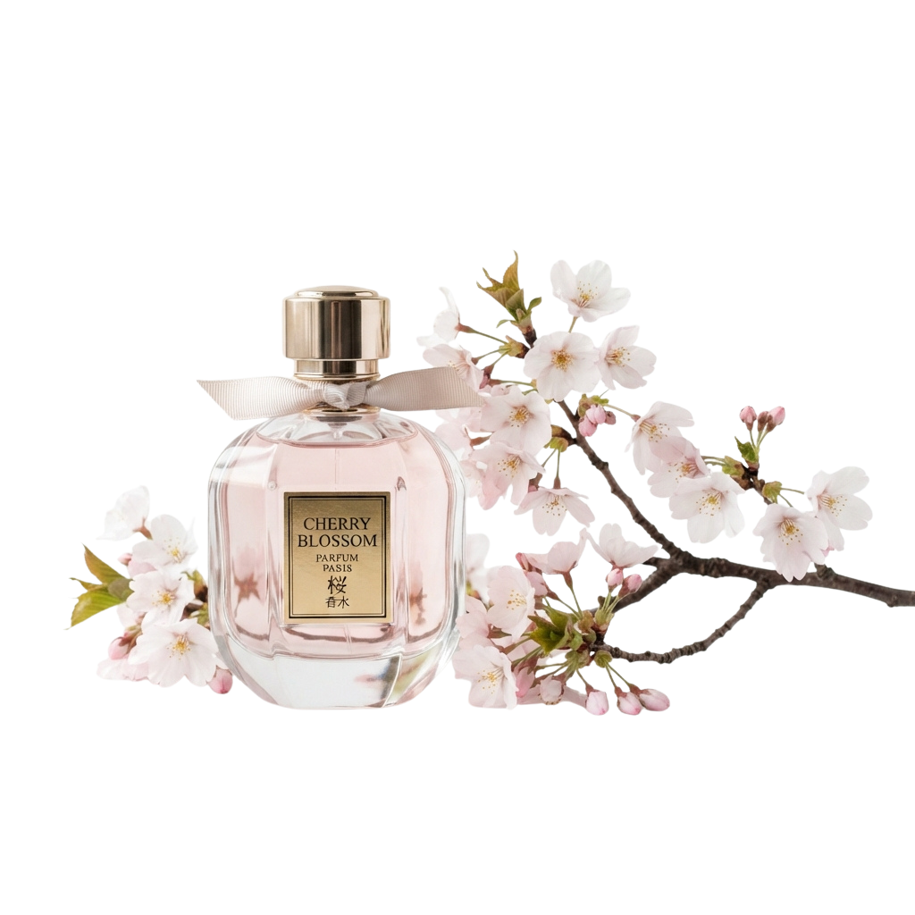Elegant Cherry Blossom Perfume Bottle with Flowers - Perfume Day 20