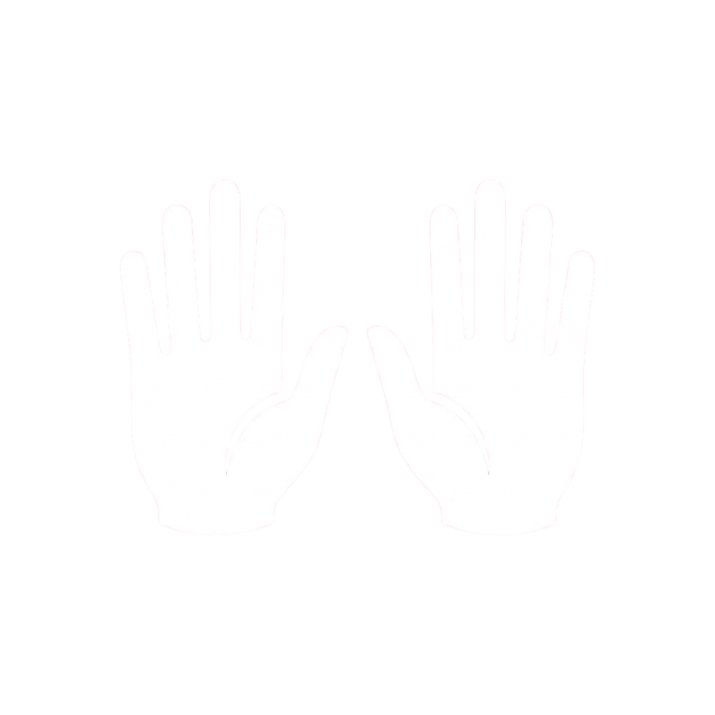 Two white hands making a stop gesture against a black background