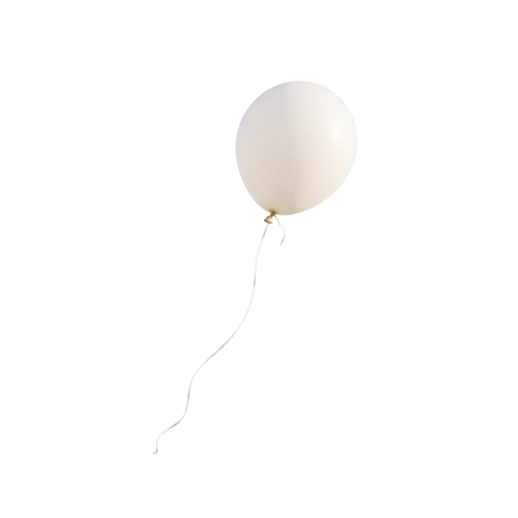 A single white balloon floating upward with a thin white string attached