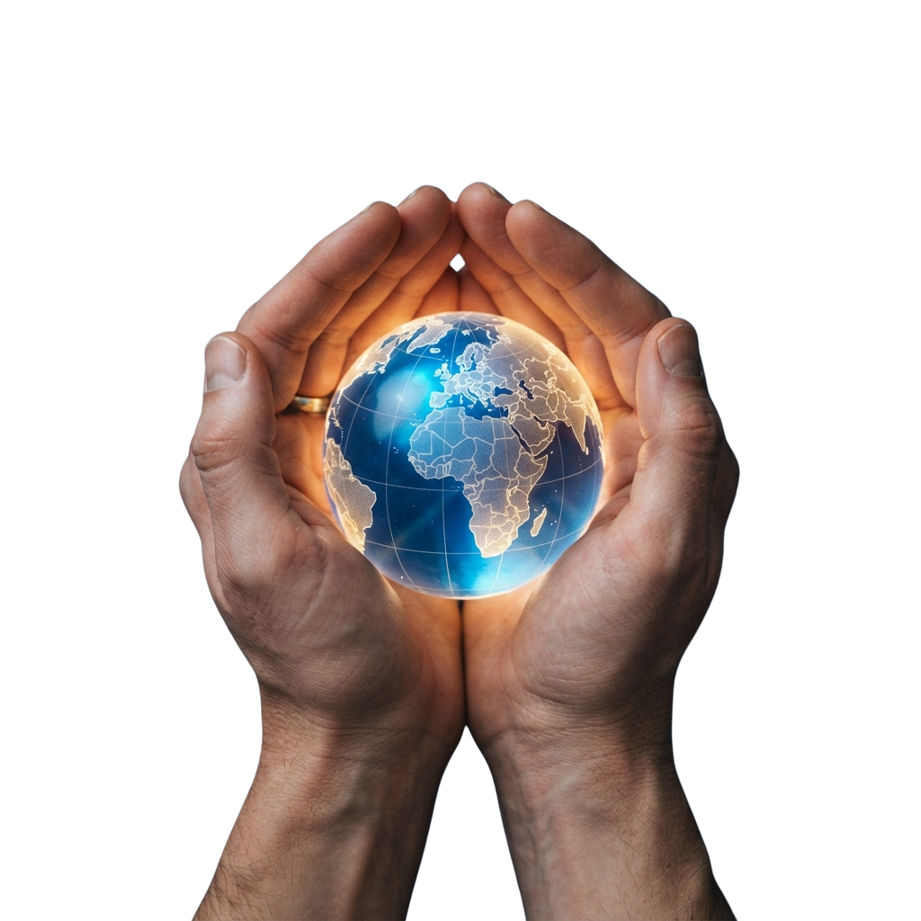 Hands Cradling Glowing Earth Representing Global Care and Protection - Social Enterprise Day 45