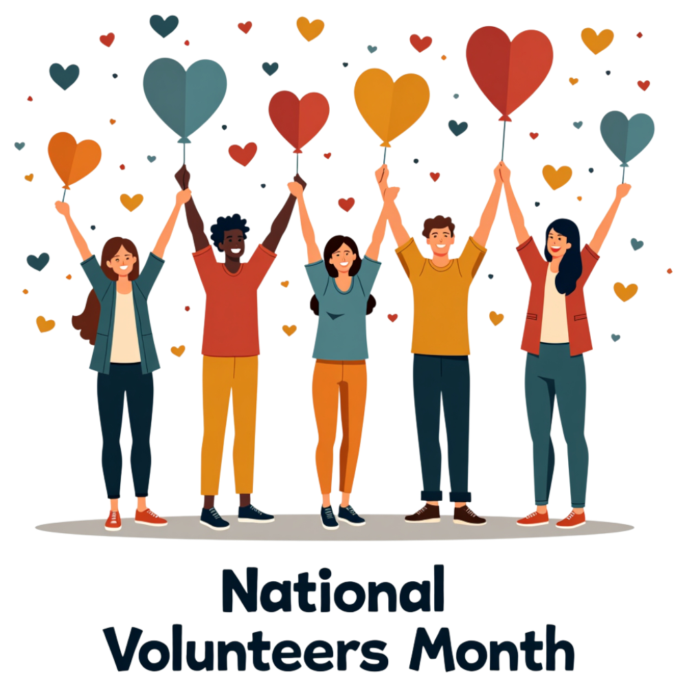National Volunteers Month Celebration with Diverse People Holding Heart Balloons - National Volunteers Month 1