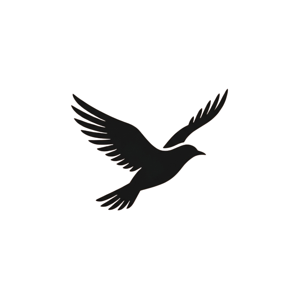 A dove in flight with wings spread against a dark background