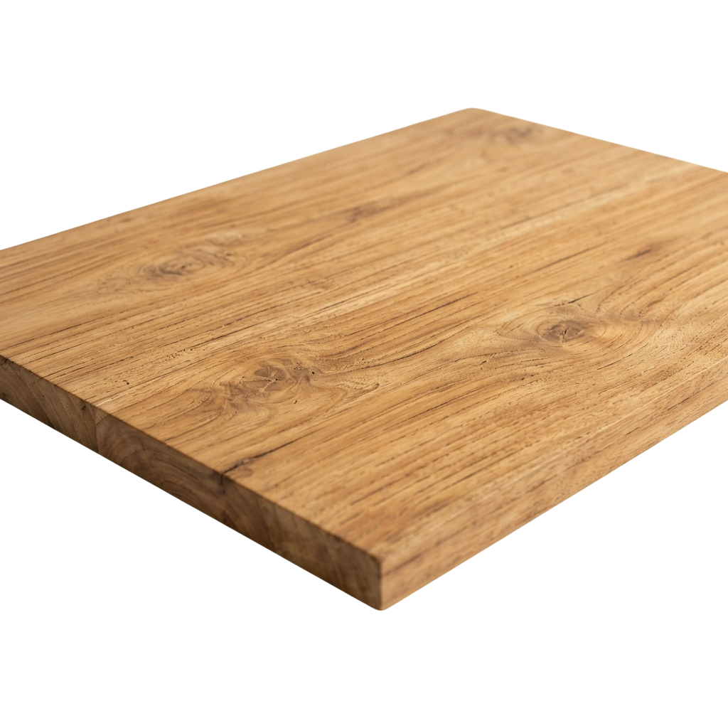 A smooth wooden countertop slab with a natural light brown finish and visible wood grain texture