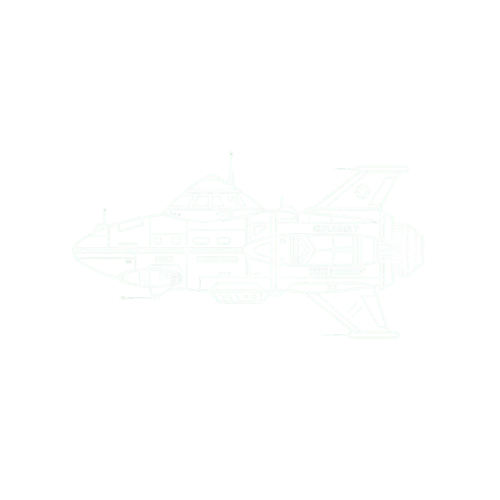 Line drawing of a space shuttle with labeled internal components and external structure