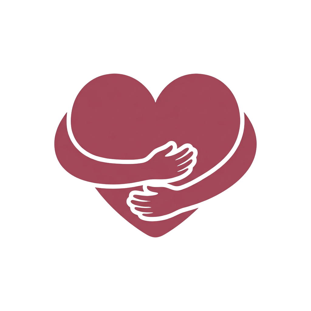 Two hands clasped together inside a heart shape