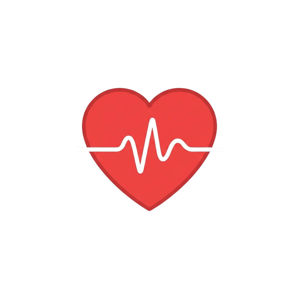 Heartbeat Icon Red Heart with ECG Line - Congenital Heart Defect Awareness Week 34