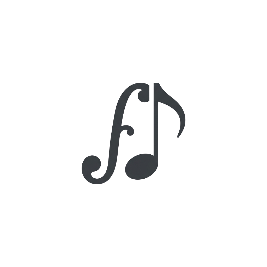 Single musical note symbol on a black background