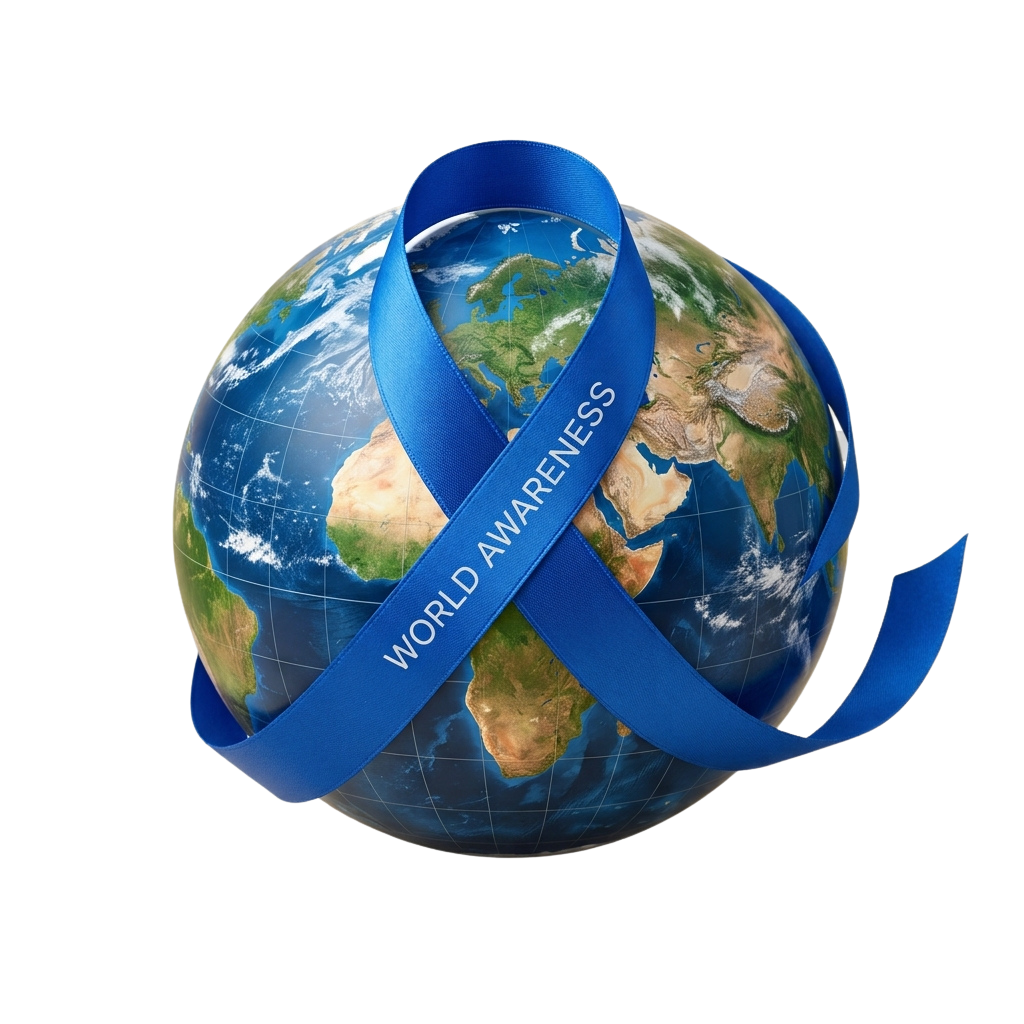 World Awareness Ribbon Wrapped Around Globe Symbolizing Global Unity - Colorectal Cancer Education And Awareness Month14