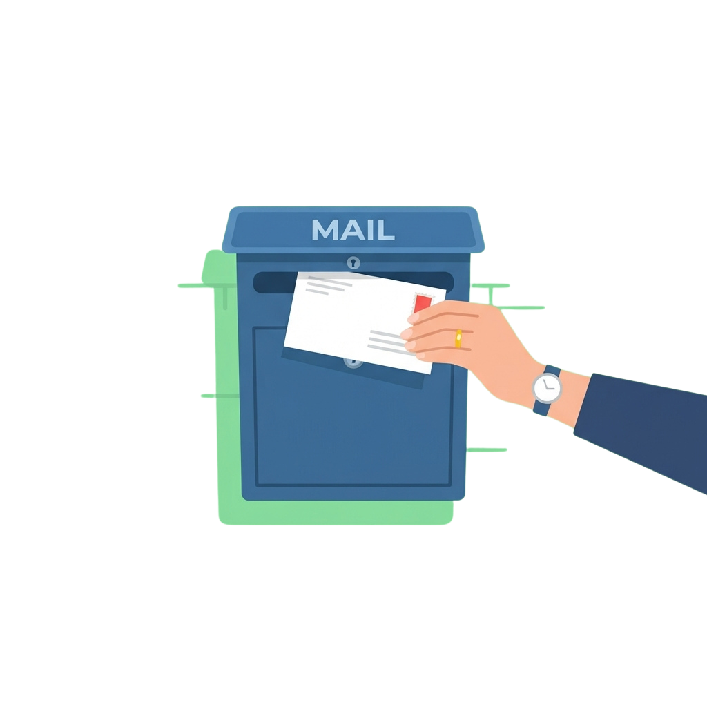 Person Posting Letter into Blue Mailbox Illustration - National Thank A Mailman Day 12