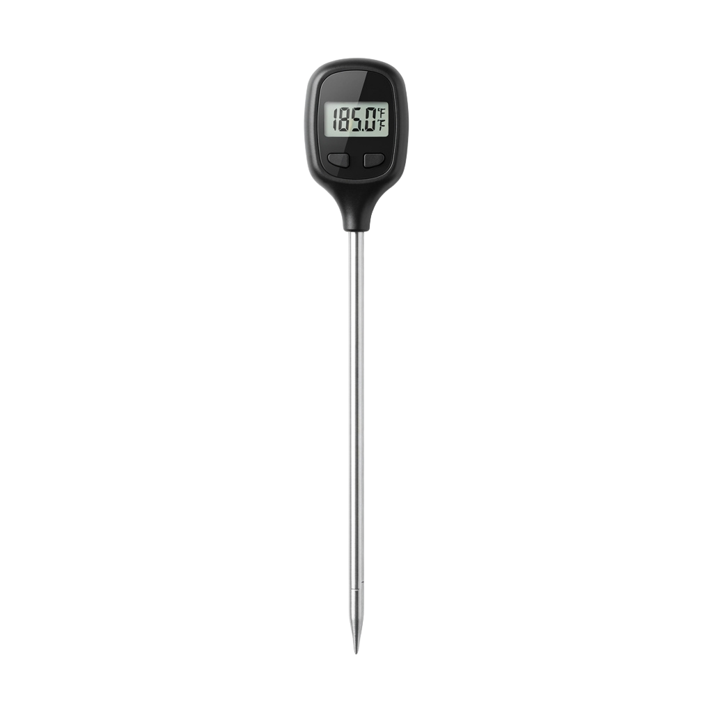 Digital thermometer displaying 185.0 degrees Fahrenheit against a black background