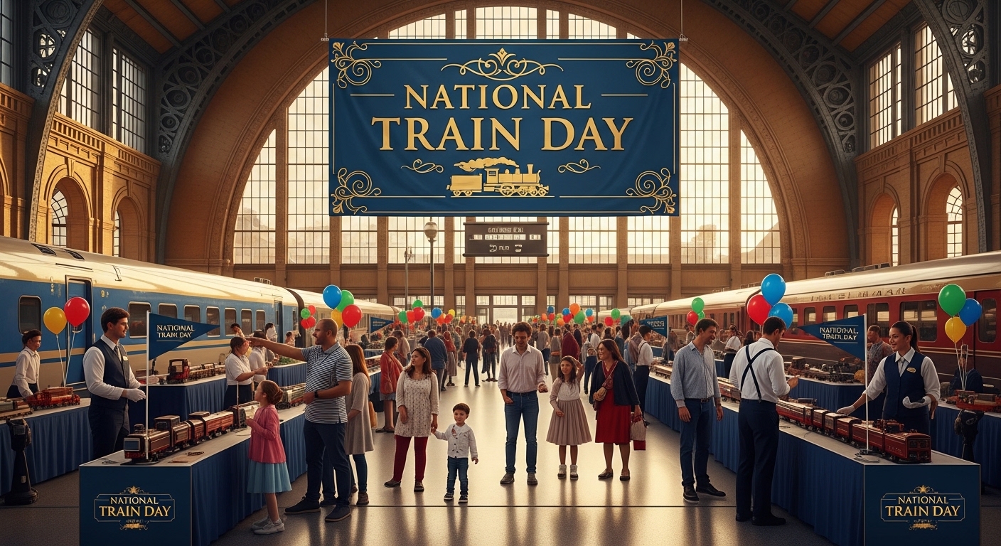 National Train Day Event at a Grand Railway Station with Model Train Exhibits - Feature Image May 321