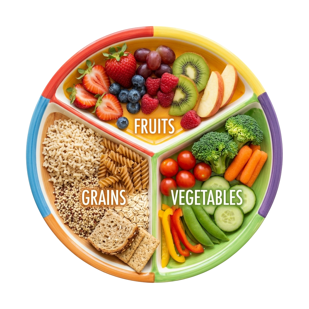 Healthy Food Plate Divided into Fruits Vegetables Grains - National Nutrition Month 38
