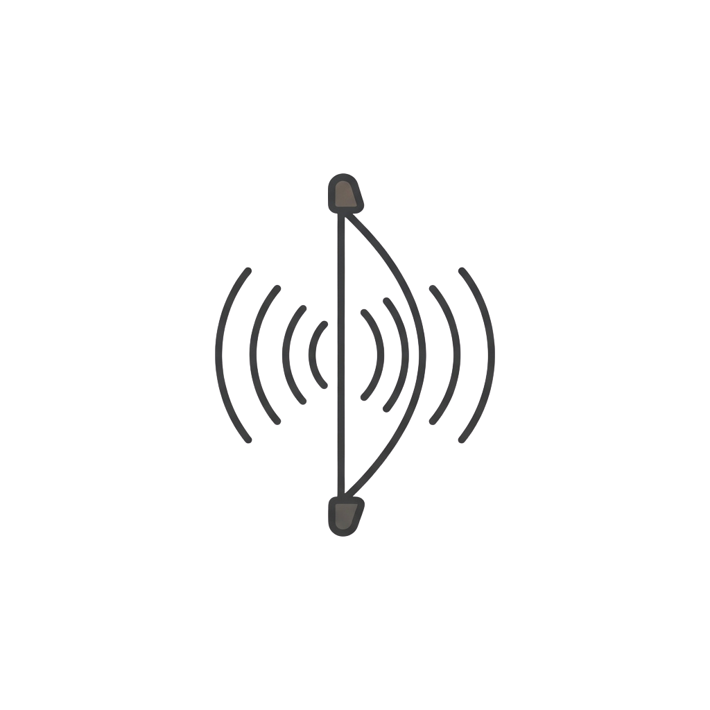Antenna icon emitting wireless signal waves on a black background